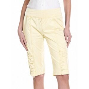 XCVI Wearables Tatem Bermuda Shorts L Butter Yellow Ruched Boho Granola Utility